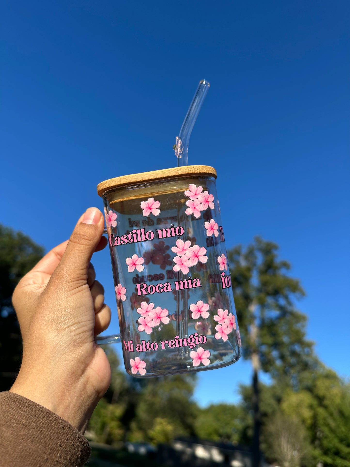 Taza de vidrio “Te amo oh, Jehova” diseño