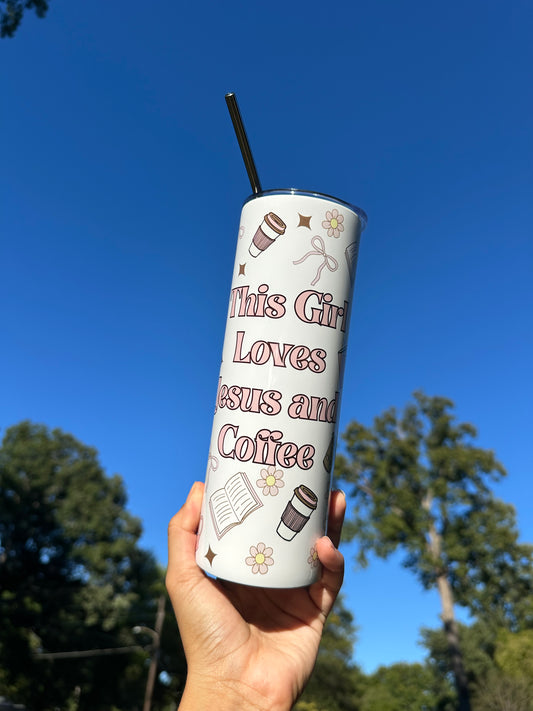 “This girl loves jesus and coffee” girly tumblr 20oz