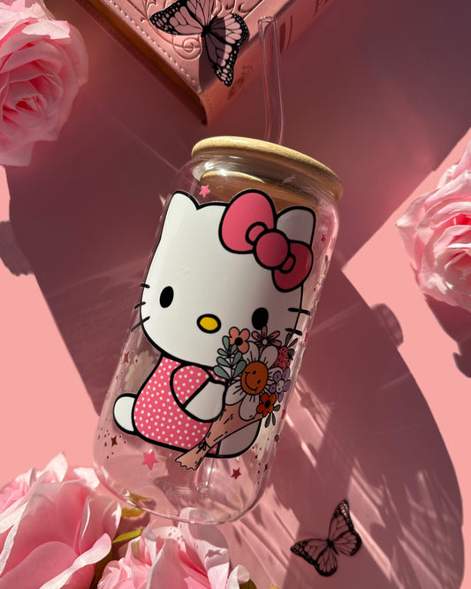 Hello kitty flower Glasscup